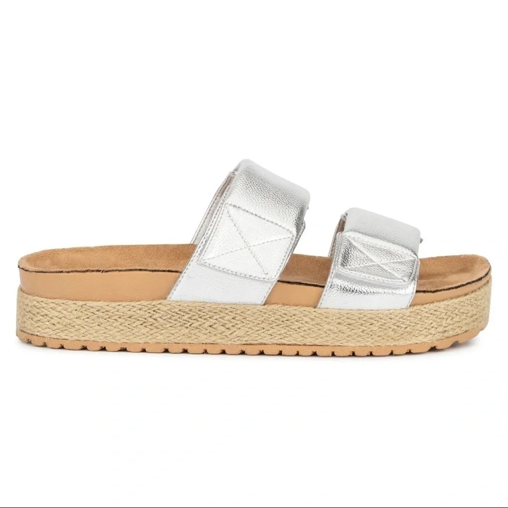 Olivia Miller Palm Cove Dual Strap Slide On Espadrille Platform Wedge Sandals 10